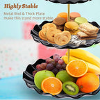 BACUTHY 3 Tier Cupcake Stand Holder, Plastic Cup Cake Stand Towel with Tiered Serving Tray for Cupcakes, Donuts, Fruits and More, White (Black)