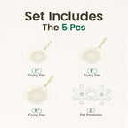 Chef Power Ceramic Frying Pan with Stainless Steel handle 5Pcs Set, Non Stick Grill Pan Set, Dishwasher and Oven Safe, Cream White and Light Gold Handle