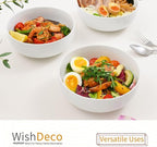 WishDeco Large Soup Bowls Set of 3, Ceramic Salad Bowls 37 oz, White Pasta Bowls 7 inch, Serving Bowl for Cereal, Noodle Ramen, Pho, Fruit