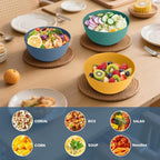 Wheat Straw Bowl 26oz, Unbreakable Cereal Bowls Set of 6, Lightweight Soup & Ramen Bowl, Microwave & Dishwasher Safe Kitchen Bowls for Party, RV, Camping, Picnic - Multi