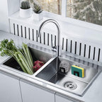 2Pcs Sponge Holder for Kitchen Sink,Premium SUS304 Stainless Steel Waterproof Sink Caddy,Quick Drying - Black