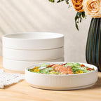 theterra 7.5'' Ceramic Pasta Bowls, Salad Bowls Set of 4, Stoneware Serving Bowls for Fruits, Noodle, Dinner, House-warming Wedding Present, Bright White