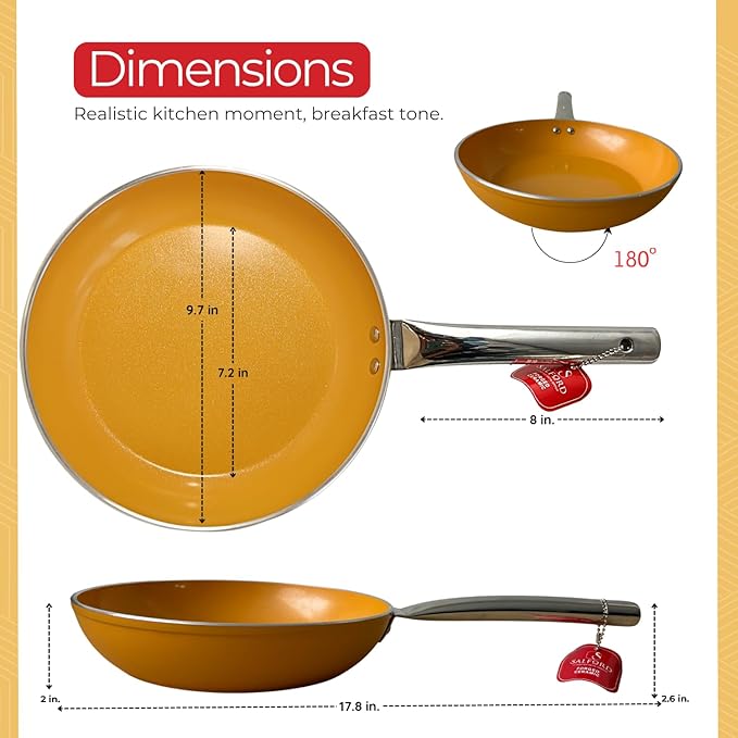 SALFORD 9.7 Inch Nonstick Frying Pan - Ceramic Forged Skillet for Egg Omelet & Pancakes with Bakelite Handle Chef Pan, Induction Compatible - PTFE, PFAS & PFOA Free