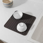 MicoYang Silicone Dish Drying Mat for Multiple Usage,Easy clean,Eco-friendly,Heat-resistant Silicone Mat for Kitchen Counter or Sink,Refrigerator or Drawer liner Coffee M 12 inches x 12 inches