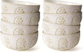 Artena Soup Bowls 32 OZ, Cereal Bowls Set of 4, White Embossment Ceramic Ramen Bowl for Salad, Dinner, Pho, Noodle, Pasta, Snacks, Dishwasher Microwave Safe, 6.3 Inch, Pinwheel Flower (Pack of 2)