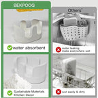 Ultra Absorbent Stone Sponge Holder for Kitchen Sink, 2 Slot Diatomite Dish Brush Sponge Holder, Diatomite Stone Sink Tray, Rustproof Sinks Caddy for Countertop, Double, White