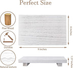 zoocatia Small Wood Tray Pedestal Stand Farmhouse Bathroom Decor Decorative Wooden Riser Kitchen Soap Dish Holder for Vanity, Counter, Sink, 9" x 5.9" - White