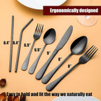 56 Pieces Black Silverware Service for 8 Flatware Set Stainless Steel Utensils Cutlery Set Dishwasher Safe