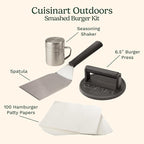 Cuisinart Smash Burger Kit,Cast Iron Press,Spatula,Seasoning Shaker and Patty Papers for Perfect Cookouts,Barbecues and Tailgates,(Pack of 6)