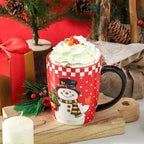 HASENSE 15oz Coffee Mugs Set of 4, Ceramic Holiday mugs with Handles,Lager Coffee Cups for Hot Cocoa,Coffee or Tea, Ideal Gifts for Family,Friends,and Holiday Parties,Colorful