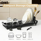 Extendable Dish Drying Rack, Stainless Steel, Over Sink or Counter, with Utensil Holder