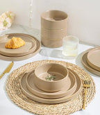 TheTerra Ceramic Dinnerware Sets for 6, 18 Pieces Porcelain Lightweight Plates and Bowls Sets, Scratch Resistant Dish Set, Oven & Microwave & Dishwasher Safe, Ivory Cream