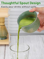 Matcha Whisk Set with Bamboo Tray - Bowl with Spout, Whisk and Holder, Bamboo Scoop, Sifter, Japanese Matcha Kit Tea Ceremony Gift for Women