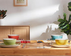ONEMORE Plates and Bowls Set 12 Pcs,Stoneware Dinnerware Sets for 4 Microwavable,Oven & Dishwasher Safe Porcelain,Scratch Resistant Dishes Set