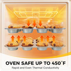 HONGBAKE Bakeware Sets, Baking Pans Set, Nonstick Oven Pan for Kitchen with Wider Grips, 10-Piece Including Rack, Cookie Sheet, Cake Pans, Loaf Pan, Muffin Pan, Pizza Pan - Sliver