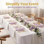 NOCCUR 175PCS Purple Plastic Plates with Gold Disposable Silverware - Include 50 Lavender and Gold Plastic Plates,25 Knives,25 Forks,25 Spoons,25 Cups and 25 Napkins - Mother's Day/Spring Party