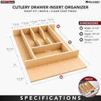 Rev-A-Shelf Natural Maple Right Size Utensil Insert Home Storage Kitchen Organizer 7 Compartment Drawer Accessory, 13-1/4" x 19-1/2", 4WCT-18SH-1