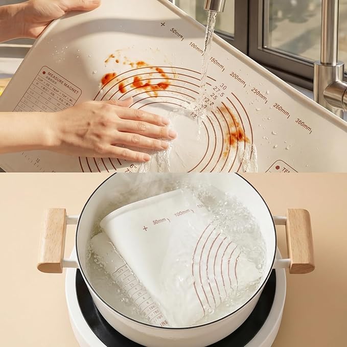 25"L x 18"W Silicone Baking Mat with Raised Edge – Perfect for Pastries, Bread, Cookies, Pizza, Fondant and Pasta