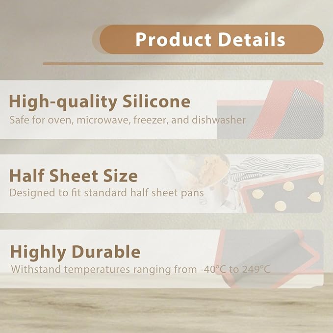 Silicone Baking Mat Nonstick Food Safe Tray Pan Liners Perfect Bakeware for Making Cookies, Macarons, Bread and Pastry (16.54"x11.61"/ 2 Pack)