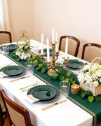 YOUBET 175PCS Green Scalloped Plastic Plates - Green and Gold Disposable Dinnerware Set Include 50 Plates, 75 Gold Silverware, 25 Cups, 25 Napkins for Party & Wedding