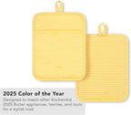 KITCHENAID Ribbed Soft Silicone Pot Holder 2-Pack Set, 2025 Color of the Year, Butter Yellow, 7"x9"