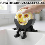Cute Hanging Sponge Holder with Drainage & Legs, 3D Printed Funny Sink Stand for Round Sponges, Aesthetic Kitchen Sink Edge Organizer, Countertop Decor, Quick-Drying Storage Cleaning Gadget