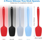 Shappy 4 Pieces Silicone Cooking Spoons 10.6 Inch Heat Resistant Kitchen Spoons for Mixing, Serving and Stirring Upgrade Large Non Stick Basting Utensils, Dishwasher Safe(Spatula,Classic Color)