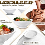 8-Inch Large Ceramic Ramen Bowl Set of 2 (9 Piece) - Microwave & Dishwasher Safe Porcelain Japanese Salad Noodles Cereal Fruit Pasta Soup Bowls with Recipes Chopsticks Forks Spoons for Men Women Gift