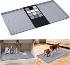 URMONA Waterproof Silicone Under Sink Mat 34'' x 19'' Shelf Liner for Kitchen and Bathroom, Cabinet and Counter Protector, Storage and Organizers, Litter Mat, Pet Cat Puppy Essentials(Light Grey)