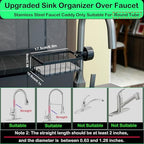 Sponge Holder for Kitchen Sink Sponge Holder Over Faucet - Stainless Steel Sink Caddy Organizer with Quick Stone Drying Mat (Black)
