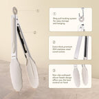 CAROTE Tongs for Cooking Heat Resistant Stainless Steel Kitchen Tongs with Non Scratch Silicone Tips, Perfect for Nonstick Cookware, BBQ Tongs Set of 3 (7"+9"+12")