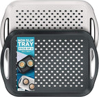 Food Trays for Eating on Couch - 2 Pack - Non Slip Dinner Trays for Eating Set of 2 Non Slip Serving Tray and Food Tray with Handles (Black & White)