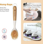 2 Pack Kitchen Dish Brush Bamboo Handle Dish Scrubber Built-in Scraper, Scrub Brush for Pans, Pots, Kitchen Sink Cleaning, Dishwashing and Cleaning Brushes are Perfect Cleaning Tools, White