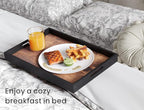 Fibogollo Set of 2 Wooden Serving Tray with Handles,Decorative Trays Platter,Breakfast Tray in Bed,Large Coffee Table Tray，Food Drinks Trays for Eating,Working,Storing