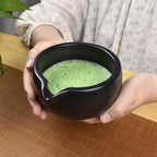 Artcome 7 Pcs Complete Matcha Ceremony Kit for Tea Ceremony, Bowl with Pouring Spout, Whisk, Tea Scoop, Matcha Powder Strainer, Matchatools For Making Usucha, Koicha and Matcha Latte (Black)