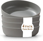 Kyraton Pasta Bowls Set of 4, 37oz Salad Bowls Soup Bowls Large Pasta Serving Bowl Plastic Unbreakable Serving Dishes Dinner Bowls (Grey)