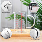 77L Glass Measuring Cup, [Double-Sided Measuring Scale, Insulated handle, V-Shaped Spout], High Borosilicate Glass Measuring Cup for Kitchen or Restaurant, Easy To Read, 500 ML (0.5 Liter, 2 Cup)