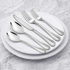 20-Piece Silverware Set, HaWare Stainless Steel Flatware Service for 4, Pearled Edge Tableware Cutlery Include Knife/Fork/Spoon, Beading Eating Utensil for Home, Mirror Polished, Dishwasher Safe