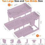 Sevenblue Under Sink Organizer, Bathroom Organizers and Storage, 2 Tier Multi-Use Pull Out Cabinet Organizer with Hang Hooks and Cups (Pink, 4 Pack)