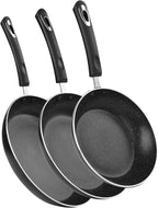 RATWIA Frying Pan 3-Piece Set, Nonstick Skillet Set for Induction Cooktop, Frying Pan Nonstick 8 Inch+9.5 Inch +11 Inch (Black)