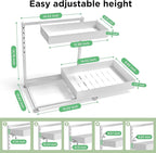 Under Sink Organizer Bathroom Kitchen: 2 Pack 2 Tier Metal Under Cabinet Storage with Height-adjustable Shelf and Pull out Rack for Pantry Vanity Cupboard Counter Countertop