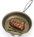 Nonstick Frying Pan Skillet 11inch, 18/10 Stainless Steel Pan, Titanium Pan with Cool Touch Handle, Non Stick Pan, PTFE & PFOA Free, Dishwasher & Oven Safe, Compatible with All Cooktops