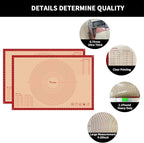 Extra Large Silicone Pastry Mat for Counter Rolling Dough,28x20 Inch,0.75mm Thick,Non Slip Silicone Baking Mat with Measurement(28 x 20 In,Red)