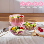 Rubtlamp 50 Pack Clear Pink Disposable Bowls, Clear Plastic Bowls with Gold Rim, 12-16oz Premium Heavy Duty Plastic Dinner Bowls for Party, Wedding and Holiday