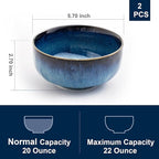 Serving Bowls - 22 Ounce Bowls Set - Ceramic Bowl Set of 2-5.75 inch for Salad, Soup,Cereal Bowls for Kitchen