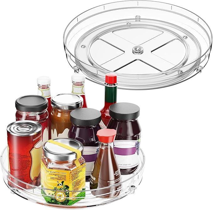 3 Pack 9.5" Lazy Susan Organizer, Pantry Organizers and Storage, Lazy Susan Turntable for Cabinet, Refrigerator, Closet, Countertop, Non-Skid Fridge Organizer