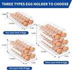 Egg Holder for Fridge, Automatic Rolling Egg Organizer for Refrigerator, Clear Plastic Egg Container & Tray, Stackable Dispenser and Storage with Sturdy Lid to Saving Space -1 Layer