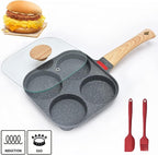 4-Cup Aluminum Nonstick Egg Pan with Lid, Suitable for Gas Stove & Induction Cookware