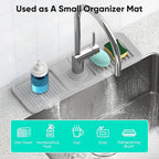 17.7'' Faucet Mat for Kitchen Sink [5°Slope Fast Self-draining] Kitchen Sink Splash Guard Silicone Sink Faucet Mat Splash Guard Kitchen Sink Area Tidy Splash Faucet Guard Draining Mat-Light Gray