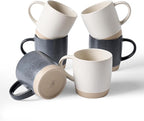 famiware Coffee Mugs Set of 6, Milkyway 13 oz Mug Set, Ceramic Cup Set with Handle for Coffee, Tea, Cocoa, Milk, Matte White + Matte Dark Charcoal